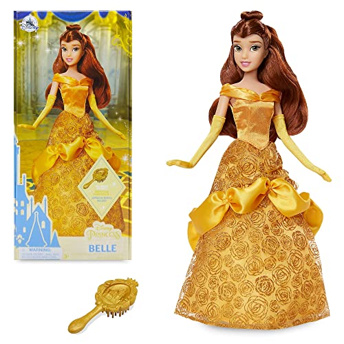 Disney Store Offizielle Puppe von Prinzessin Belle für Kinder, Die Schöne und das Biest, 29 cm, vollbewegliche Puppe im Glitzerkleid mit Langen Handschuhen und Haarbürste, geeignet ab 3 Jahren