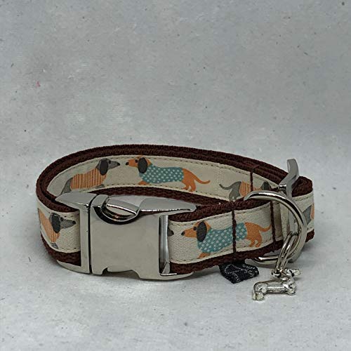 Jimmy und Katz Hundehalsband Dackel Teckel Creme 26-40cm x 2cm