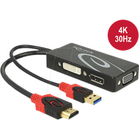 DeLock HDMI-A 19 Pin, USB 2.0 Type-A DVI-I