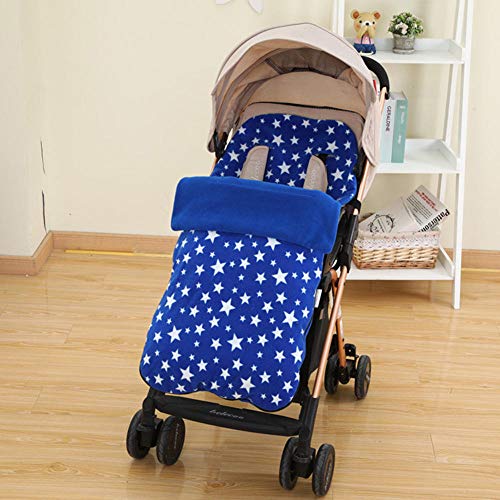 Baby Fußsack Babyschale Winterfußsack Star Warm Polarfleece Baby Schlafsack mit Reißverschluss Universal für Alle Kinderwagen Sportwagen Buggy-Blau