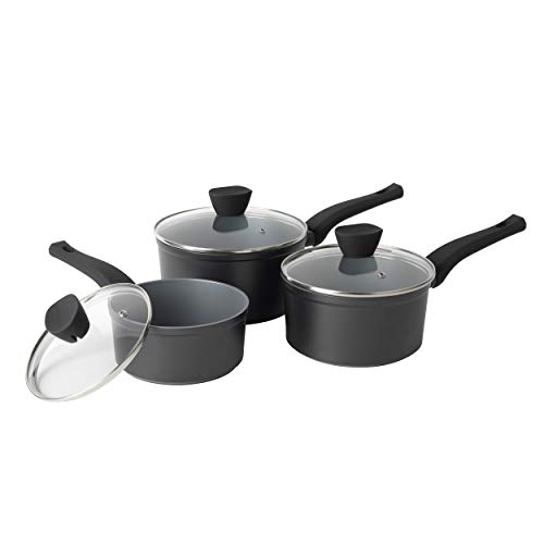 Russell Hobbs® RH01706EU Perlbeschichtetes 3-teiliges Stielkasserollen-Set aus geschmiedetem Aluminium | 16, 18, 20 cm | Whitford-Antihaftbeschichtung |