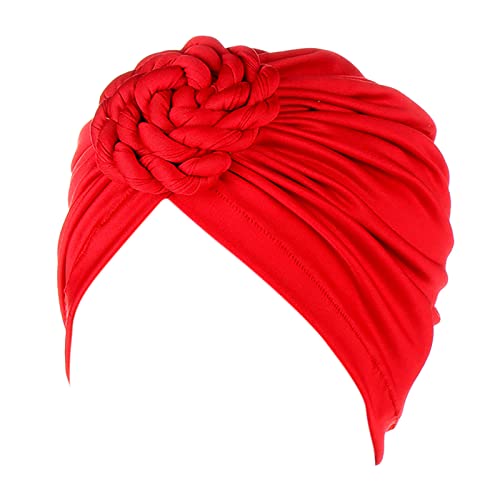 Haarnadel 5-teiliges Stirnband Wrap Cover Bohemian Turban Braids Cap Flower Hair Ethnic Hat Turban Adult Stirnbänder ( Color : Red , Size : Taille unique )