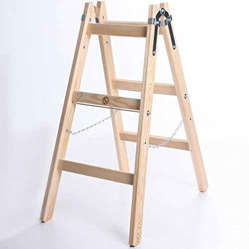 Holzleiter PREMIUM 2x3 Stufen Zweiseitige Klappleiter Leiter Haushaltsleiter 150kg
