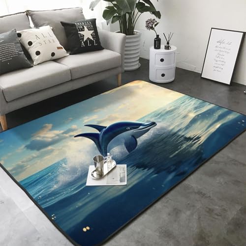 Gerrit Delphins Teppich Ozeanwelt Motiv Kinderzimmer Teppich für Mädchen und Jungen Wohnzimmer und Schlafzimmer (6,80x160cm)
