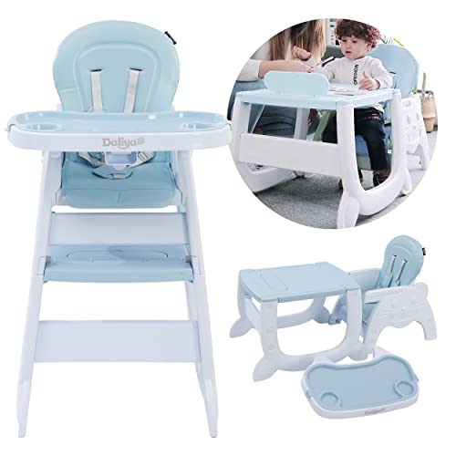 Daliya® Multihok Baby & Kinder Hochstuhl Multifunktion - Mal und Spieltisch mit Stauraum - Esstisch mit extra Tablett… (Blau)