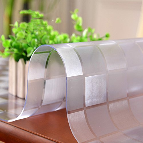 HM&DX Gefrostet Transparent Tischdecken Wasserdicht PVC Tabelle beschützer Abwaschbar Weiches Durchsichtige Tisch Decken Tuch Abdeckung für Kaffee, wohnküche-Kariert 80x120cm(31x47inch)