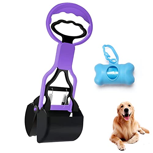 lylqmy Pet Dog Pooper Scooper, Walking Poo Remover Greifer Picker für Outdoor/Indoor Katzen und Hunde Tierabfälle, mit Kotbeutelspender und Kotbeutel (lila)