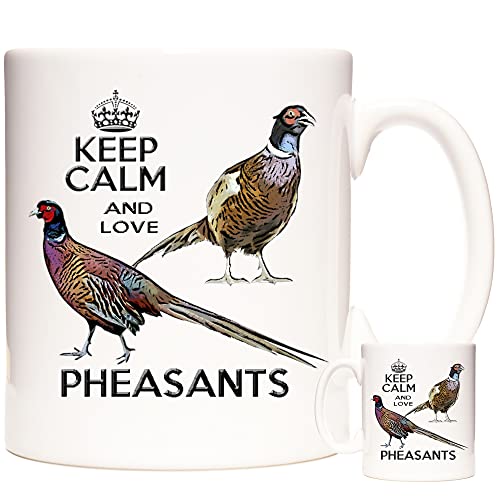 KAZMUGZ Tasse mit Fasan-Vogelmotiv, Aufschrift "Keep Calm and Love Pheasants" Exklusiv bei Keramik-Geschenktasse Ausgezeichnetes Geburtstagsgeschenk British Bird Bird Mug