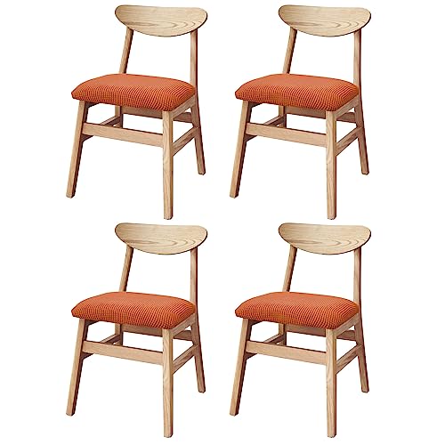WWYL Stretch Jacquard Stuhl Sitzbezüge für Esszimmer, Stuhlhussen 2/4/6 Stück Stretch Spandex Jacquard Esszimmerstuhl Sitzbezüge, herausnehmbarer waschbarer (Orange,4er Set)