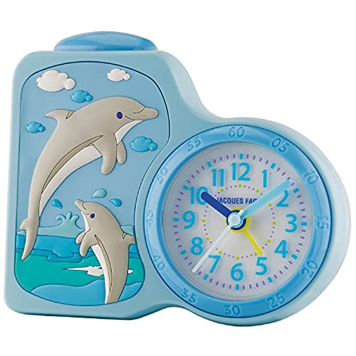 JACQUES FAREL Kinderwecker Delfine hellblau ohne Ticken, mit Licht und Snooze ACB 712 DO