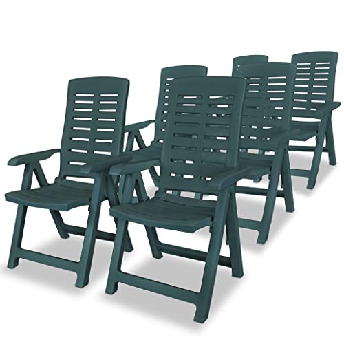 ULUYYUC Garten-Liegestühle 6 STK., Outdoor Sessel Gartensessel Sonnenliege Terrassenstühle Geeignet für Innenhof Strand Schwimmbad Speisesaal Kunststoff Grün