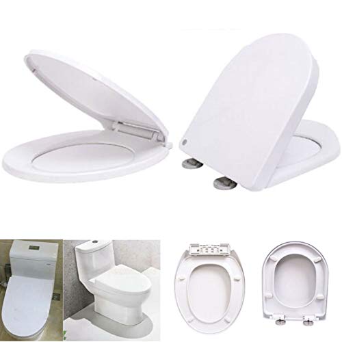 Klodeckel, WC Sitz mit absenkautomatik,D-Form weiß Toilettendeckel,oben und unten einfach befestingung, Antibakteriell Toilettensitz mit verstellbaren Scharnieren