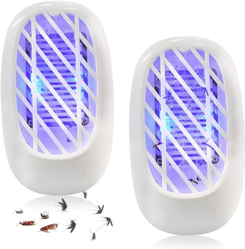 Mückenlampe, Insektenvernichter Elektrischer, 2 Pack Mückenschutz Steckdose UV-Insektenfalle Fliegenfalle, Elektrisch Insekten Mückenfalle für Innen Schlafzimmer Küche für Fliegen, Mücken, Motten