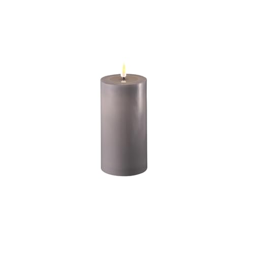 ReWu LED Kerze Deluxe Homeart, Indoor LED-Kerze mit realistischer Flamme auf einem Echtwachsspiegel, warmweißes Licht - (Grau)