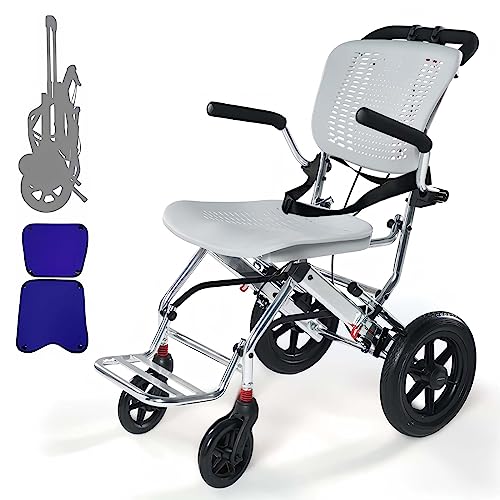 GHBXJX Kleiner Rollstuhl Faltbar Leicht Transportrollstühle, Rollstühle mit Bremssysteme, Reiserollstuhl für Behinderte und ältere Menschen, Ergonomischer Sitz, Sitzbreite 43cm