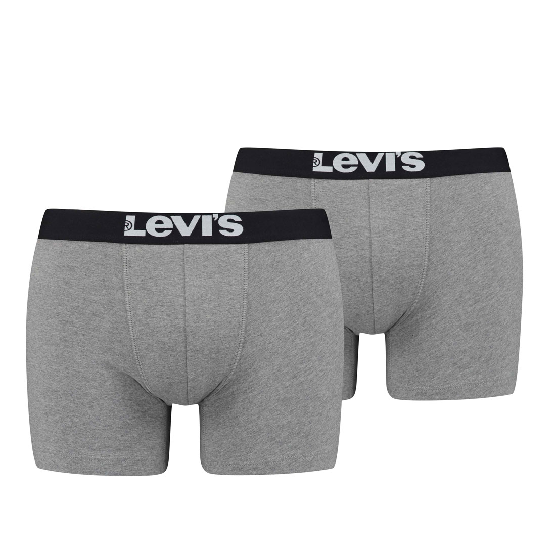 Levi's Herren Levis Men SOLID Basic Boxer 2P Boxershorts, Grau (Middle Grey Melange 758), Small (Herstellergröße: 010) (2er Pack)