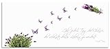 ARTland Spritzschutz Küche aus Alu für Herd Spüle 120x50 cm (BxH) Küchenrückwand mit Motiv Spruch Schmetterlinge Lavendel Landhaus Hell Weiß Lila J6DH