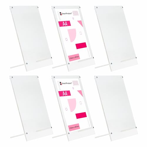 SmartProduct DIN A4 Acryl Aufsteller 6 Stück – Plexiglas Tischaufsteller – glasklar Plastik Ständer ideal für Restaurants, Büros, Cafés, Austellungen