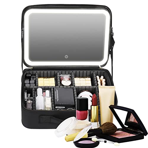 shizuku Multifunktionale Kosmetiktasche, tragbare Kulturtasche,Make-up-Tasche mit Reißverschluss | Tragbare Organizer-Hülle mit Spiegel und Lichtern, vielseitige Kulturtasche für Toilettenartikel