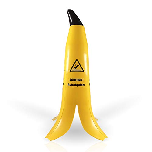 Betriebsausstattung24 Warnbanane - Warnaufsteller in Bananenoptik 4-seitig Bedruckt: Achtung! Rutschgefahr Kunststoff, Stapelbar (90 cm, Gelb)