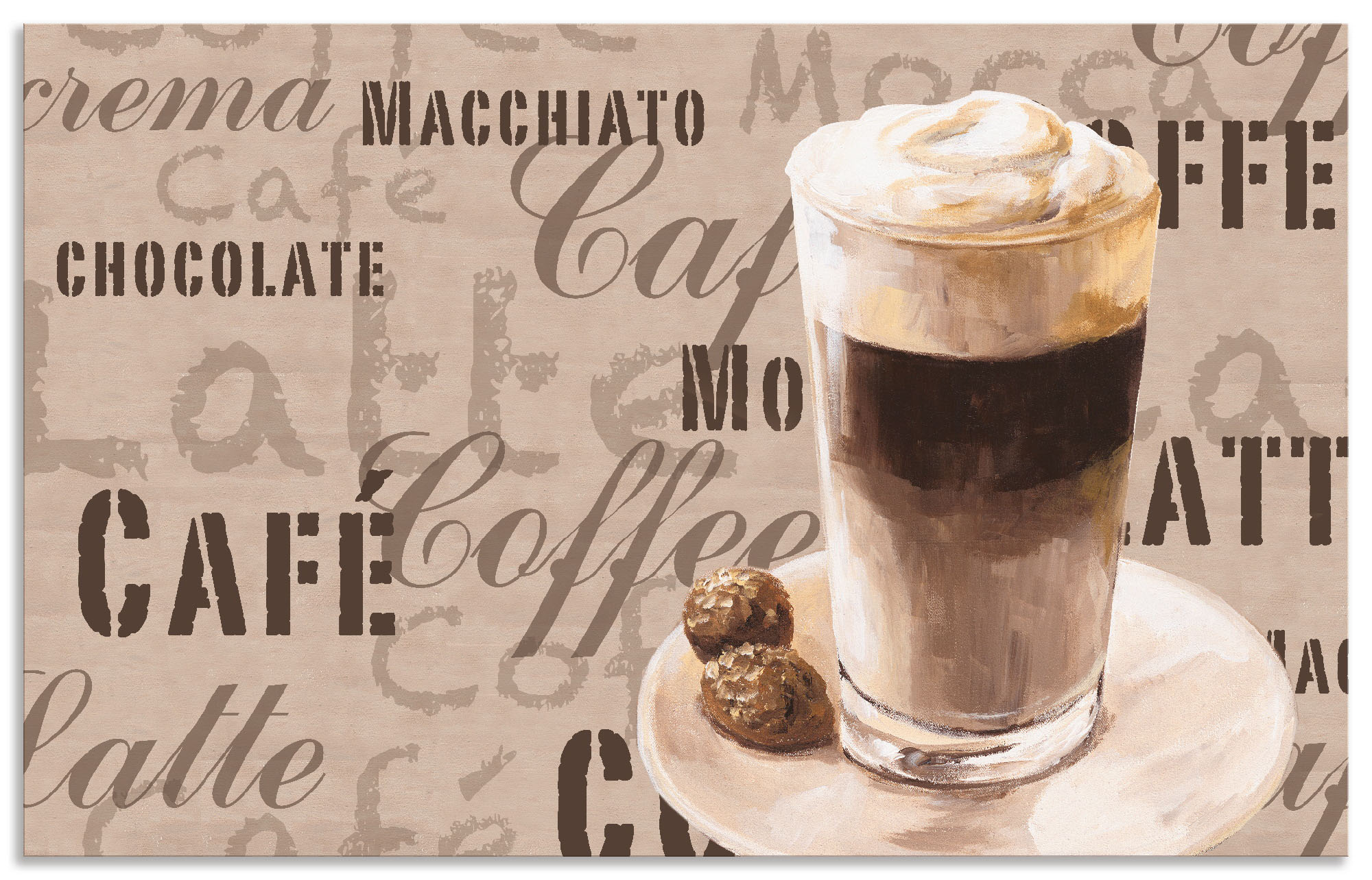Artland Küchenrückwand "Kaffee - Latte Macchiato", (1 tlg.), Alu Spritzschutz mit Klebeband, einfache Montage