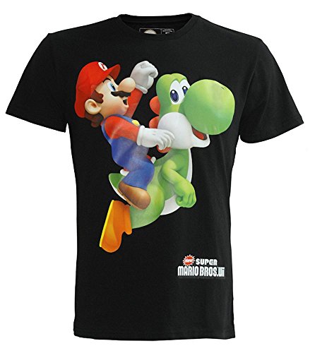 Nintendo T-Shirt -M- schwarz, Mario-Yoshi
