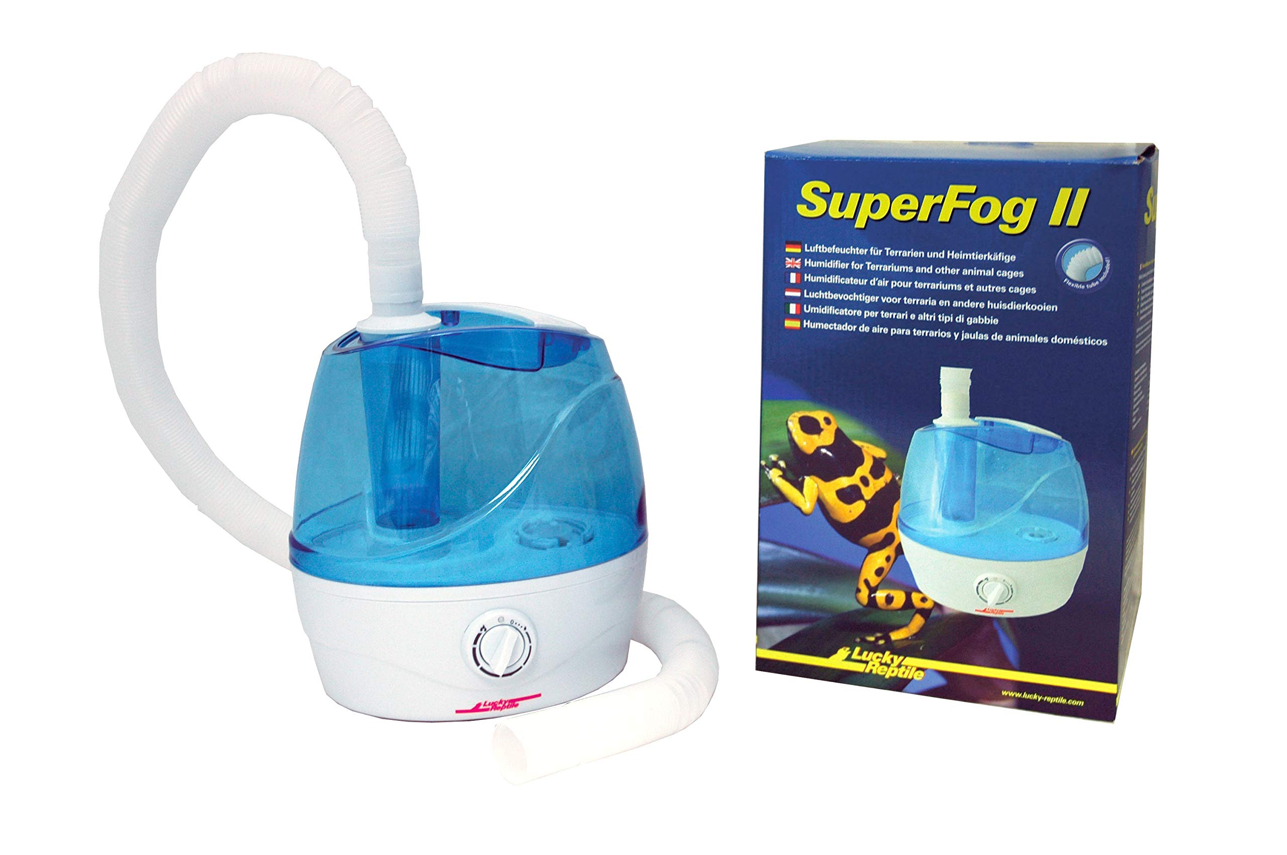 Lucky Reptile Super Fog II - Terrarien Luftbefeuchter mit 2,1 Liter Wassertank - Nebelmaschine mit 300 ml/h Vernebelungsleistung - geräuscharme & einstellbare Benebelungsanlage - Terrarium Zubehör