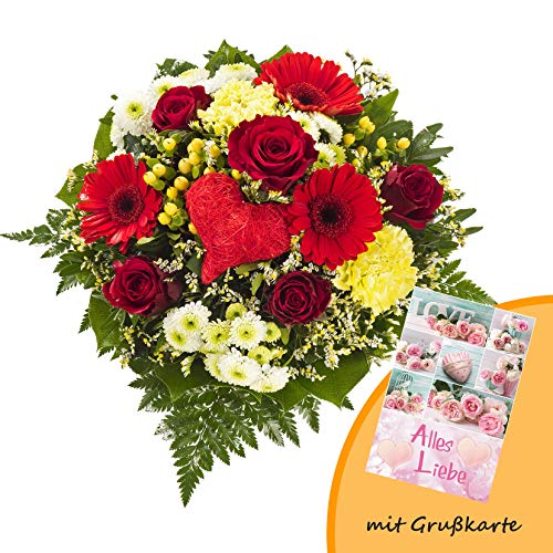 Dominik Blumen und Pflanzen, Blumenstrauß Herzensfreude und Grußkarte "Alles Liebe"