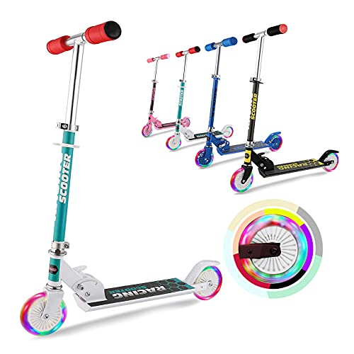WeSkate Roller Kinder Scooter für Kinder Tretroller Faltbar mit LED Big Wheel und 3 Sekunden Faltsymstem Kugellager ABEC 7 für Kinder ab 3-12 Jahre