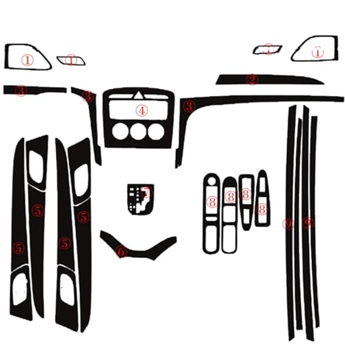 QCALAZ Türgriff für das zentrale Bedienfeld im Innenraum, 5D schwarz, Kohlefaser-Aufkleber, Aufkleber, Auto-Styling-Zubehör (5D schwarz CF -A) Für Peugeot 308 2012-2015