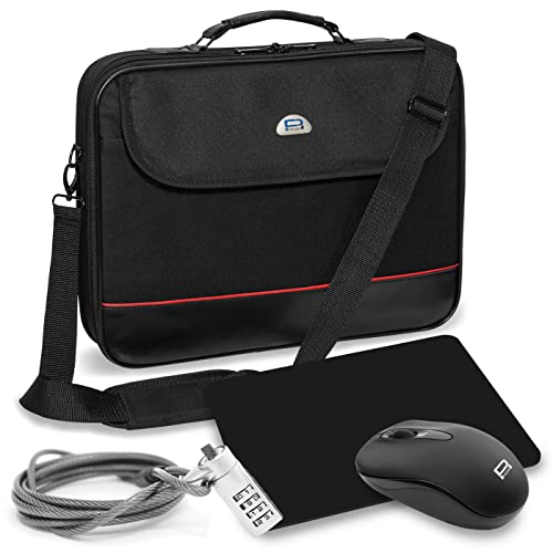 PEDEA Notebook-Tasche "Trendline" Starter Kit für Notebooks mit Displaygrößen bis 15,6 Zoll (39,6cm) inkl. schnurlos Maus, Mauspad und Notebookschloss, schwarz
