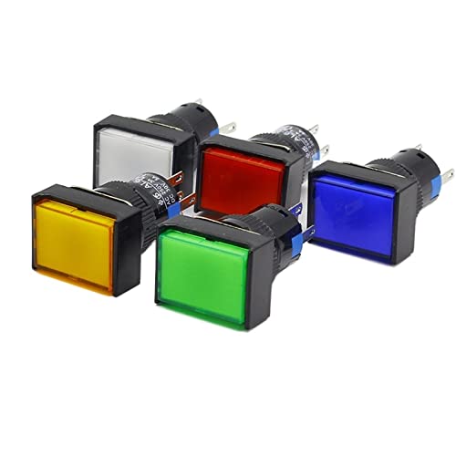1 Stücke 16mm Rechteck Momentan Druckschalter Lampe 5 Pins 12 V elektronischer Schalter (Color : Blue)