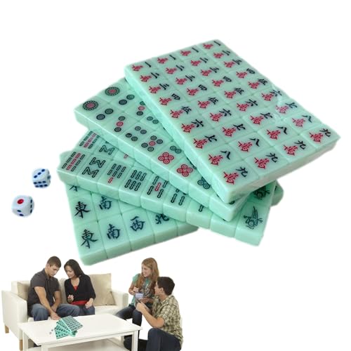 PRIMUZ Mahjong-Set, Leichtes Tragbares Mahjong-Spielstein-Set, Reise-Mahjong-Spielset, 144 Teile/Set, Spielsteine, Reisezubehör Für Ausflüge, Schlafsäle, Häuser, Schulen