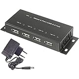 Renkforce 4 Port USB 2.0-Hub Metallgehäuse, zur Wandmontage Schwarz