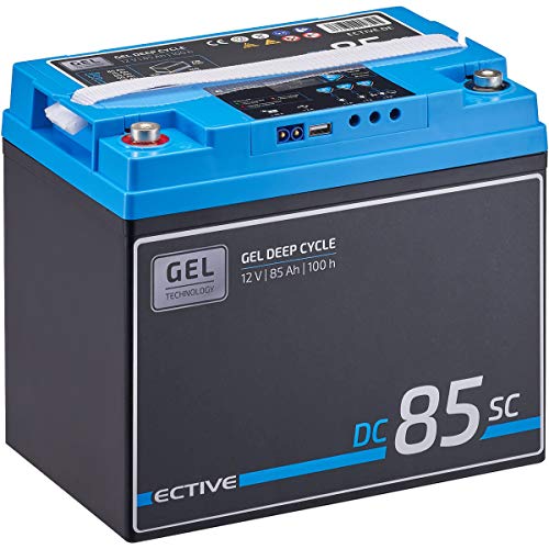 ECTIVE 85Ah 12V GEL Versorgungsbatterie DC 85sc mit LCD-Display Solar-Batterie mit integriertem PWM-Solarladeregler und Nachfüllpacks