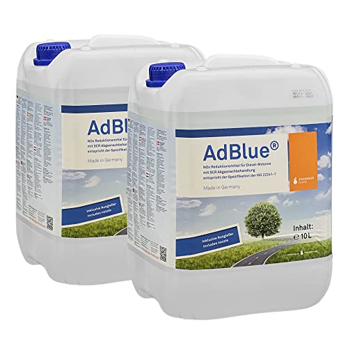 A&G-heute AdBlue 20l Hochreine SCR Harnstofflösung 2x10 Liter mit Ausgießer Reduktion aus Abgasen von Stickoxiden für alle Automarken im Kanister