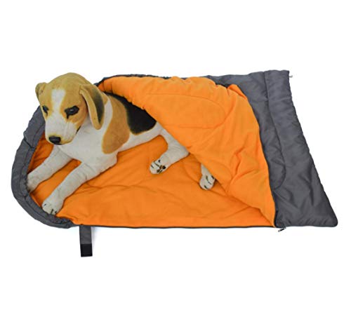 HALAWAKA Wasserdichter Hundeschlafsack Haustierbett Rucksack Warm mit tragbarer Aufbewahrungstasche für Reisen Camping 114,8 x 73,7 cm (Orange)
