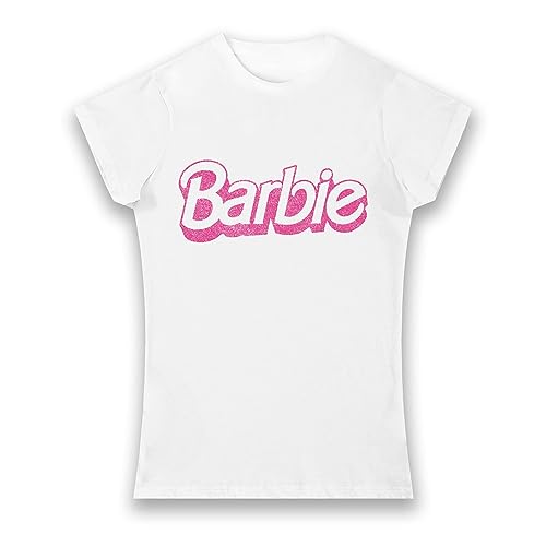Bioworld Barbie Distressed Logo Damen T-Shirt, weiß, Large