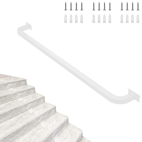Handläufe für Treppen, 1 m/2 m/3 m, Treppenhandlauf für Innen- und Außenbereiche, wandmontierte Handläufe mit Beschlägen, verzinktes Industrieeisen-Geländer-Handlauf, Treppengeländer (Size : 450cm)