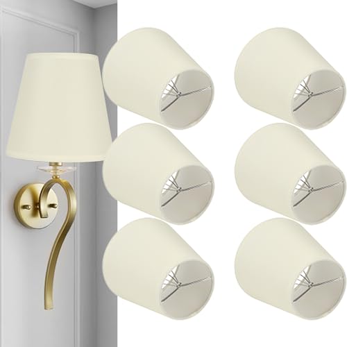Bigking Lampenschirm, 6PCS Cremefarbener Stoff Stoff Lampenschirm Ersatz für E14 Wandleuchte Kronleuchter Home Decoration