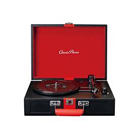 Classic Phono by Lenco TT-110 Plattenspieler - Kofferplattenspieler - 33, 45 und 78 RPM - Bluetooth - Riemenantrieb - 2 Lautsprecher - AUX-IN, RCA-Out, 3,5mm - Schwarz/Rot