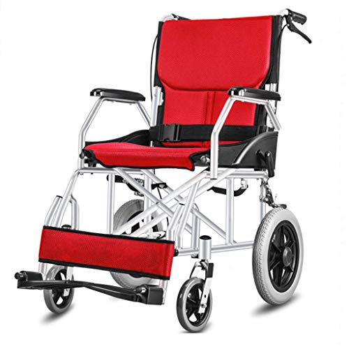 AOLI Licht-Pflicht-Reisen Kleine Rollstühle, Ältere behinderte Menschen schieben Scooter, Ältere Menschen Rollstühle faltbare, Geeignet für Behinderte und ältere Menschen, Rot,rot