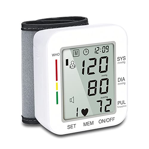 OrangeClub Blutdruckmessgerät Handgelenk Bp Monitor Große LCD-Anzeige Blutdruckmaschine Einstellbare Handgelenkmanschette mit Stimme 5.31-7.68inch (weiß)