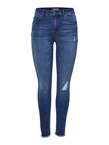 ONLY NOS Damen onlBLUSH MID ANK RAW Jeans REA2077 NOOS Skinny, Blau (Medium Blue Denim Medium Blue Denim), 40/L32