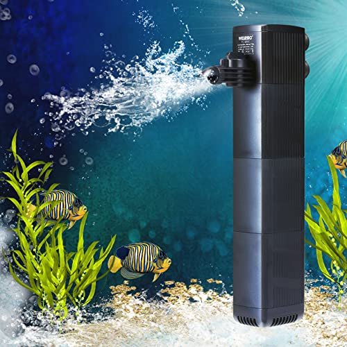Weipro Aquarium Innenfilter mit 3-Lagiger Filtration, Starke Saugleistung, Einstellbarer 10W Aquarium Pumpe Filter, Geeignet für Aquarien von 55~120 Liters, TC-900C (600L/H)