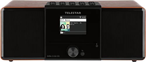 Telestar DIRA S 32i CD - Internetradio/DAB+ Digitalradio (Stereo, UKW/DAB/DAB+, CD Player, WLAN, LAN, Bluetooth, Streaming (Amazon Music, Napster UVM.), USB Recording, DSP Sound) walnuss-schwarz