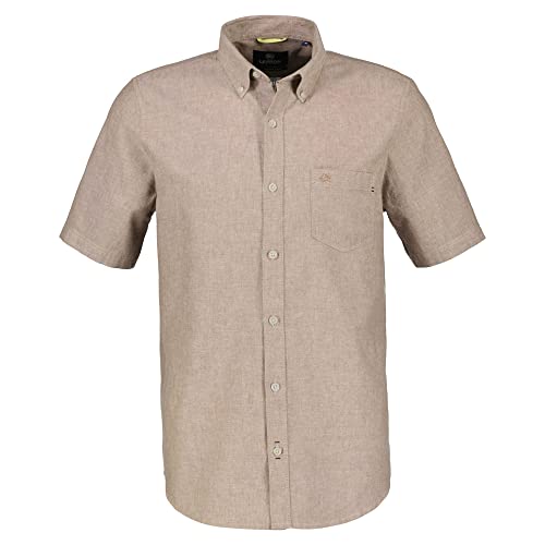 LERROS - Herren Kurzarm Hemd in Baumwoll-Leinenmischung,Regular FIT (2342171), Größe:3XL, Farbe:White (100)