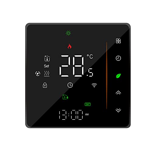 Qiumi Smart WiFi Thermostat Temperaturregler Smart Life Tuya APP Fernbedienung für Wassergas Boiler Heizung Kompatibel mit Alexa Google Home, 5A 95~240VAC