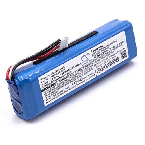 vhbw Akku passend für JBL Charge 2 Plus, Charge 2+, Charge 3 Bluetooth Lautsprecher wie GSP1029102R (Li-Polymer, 6000mAh, 3.7V) Ersatzakku, Batterie