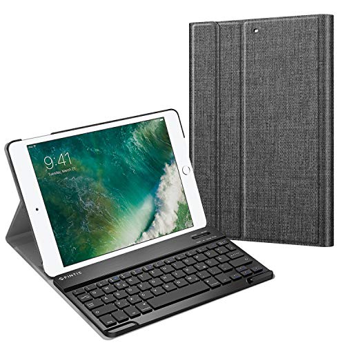 Fintie Tastatur Hülle für iPad 9.7 Zoll 2018 2017 / iPad Air 2 / iPad Air - Ultradünn leicht Schutzhülle Keyboard Case mit magnetisch abnehmbarer drahtloser deutscher Bluetooth Tastatur, Denim dunkelgrau